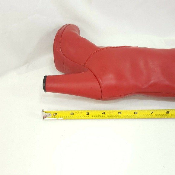 Sergio Rossi Tall Leather Heeled Boots Womens Size 5 35 Red - Picture 9 of 10
